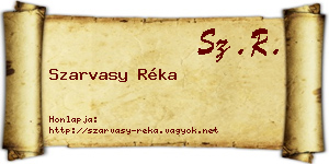 Szarvasy Réka névjegykártya