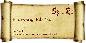 Szarvasy Réka névjegykártya